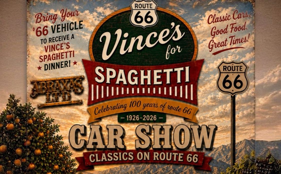 Vince's Route 66 Car Show partial flyer August 2026
